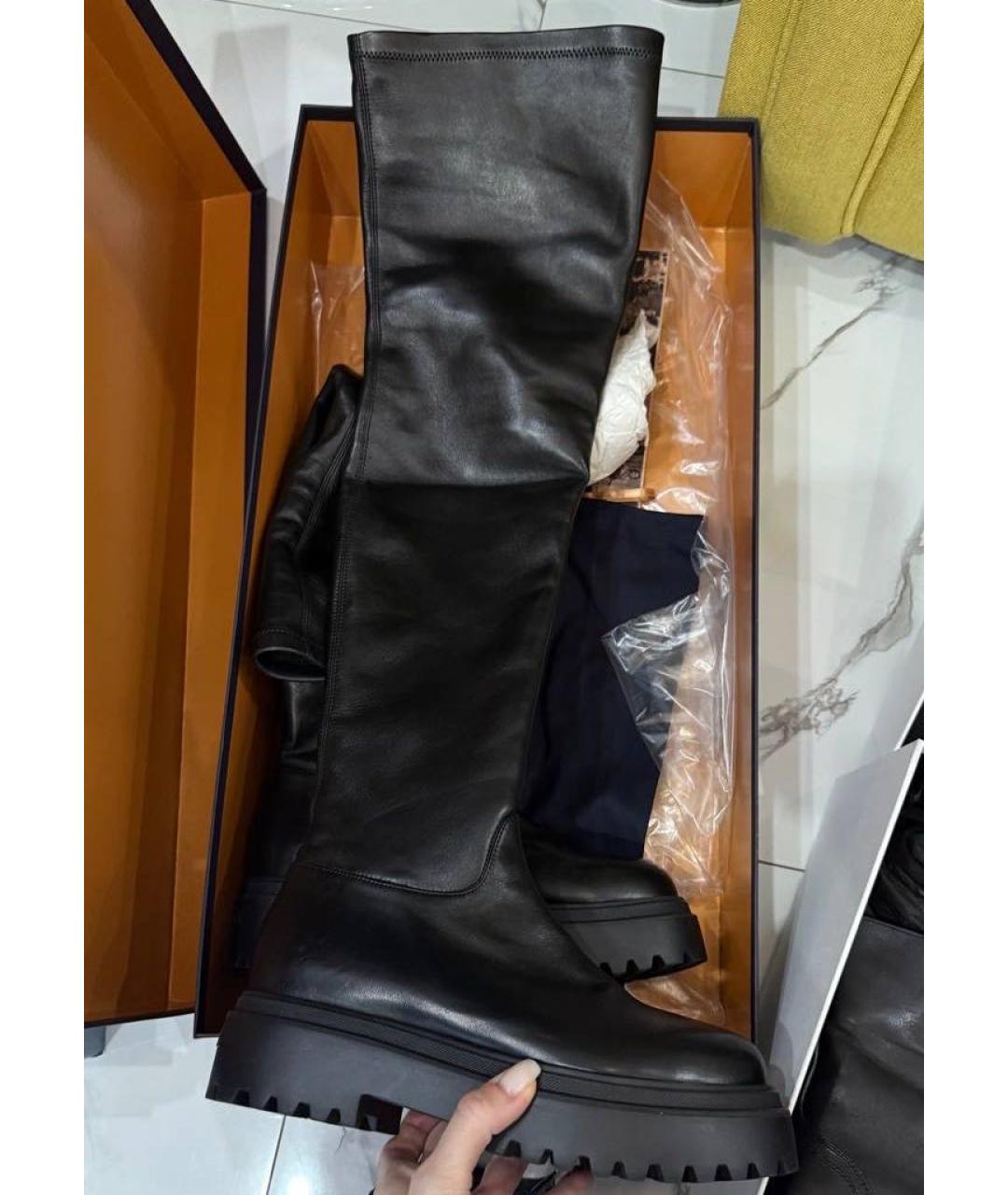 LE SILLA Черные кожаные ботфорты, фото 6