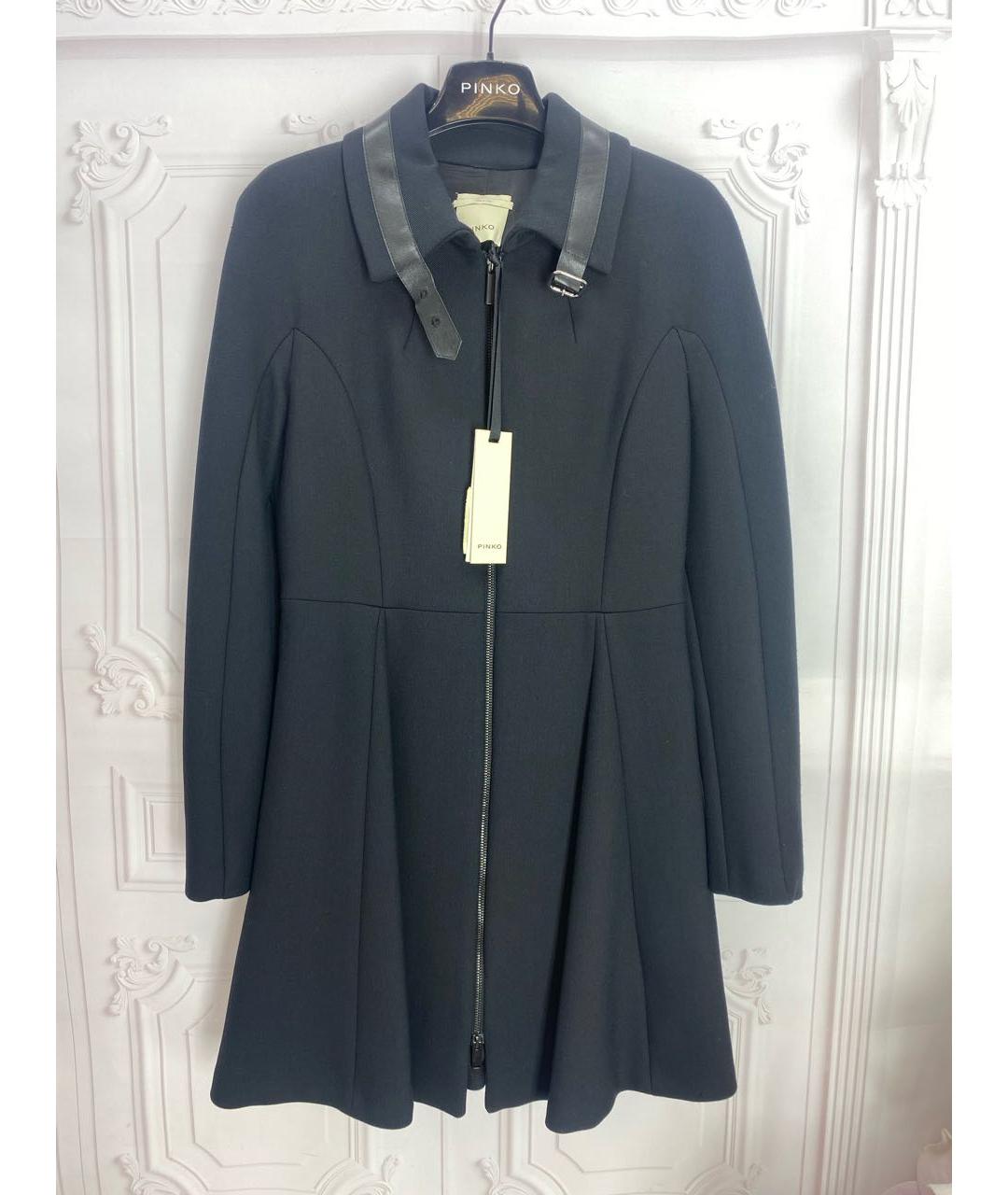 PINKO Черное полиэстеровое пальто, фото 8