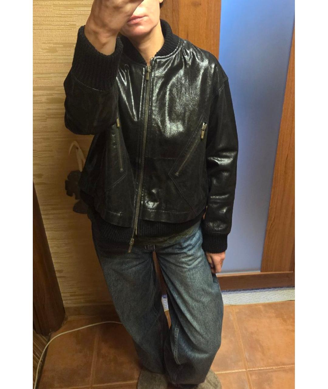 LORENA ANTONIAZZI Черная кожаная куртка, фото 7