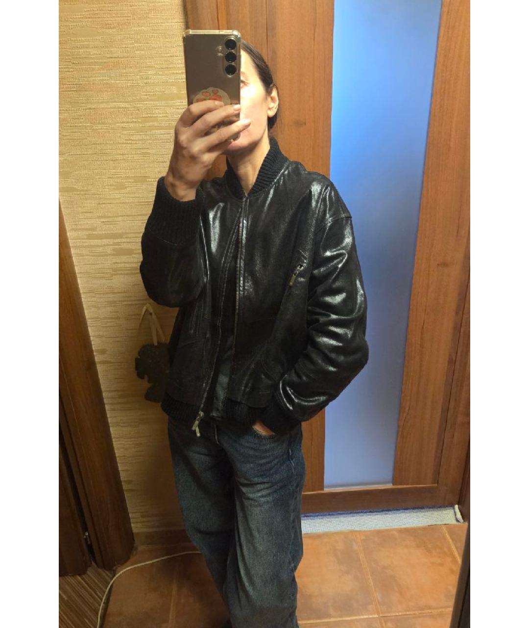 LORENA ANTONIAZZI Черная кожаная куртка, фото 5