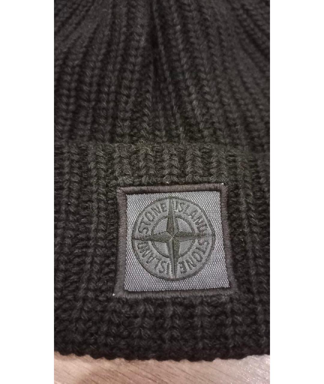 STONE ISLAND Черная шерстяная шапка, фото 3