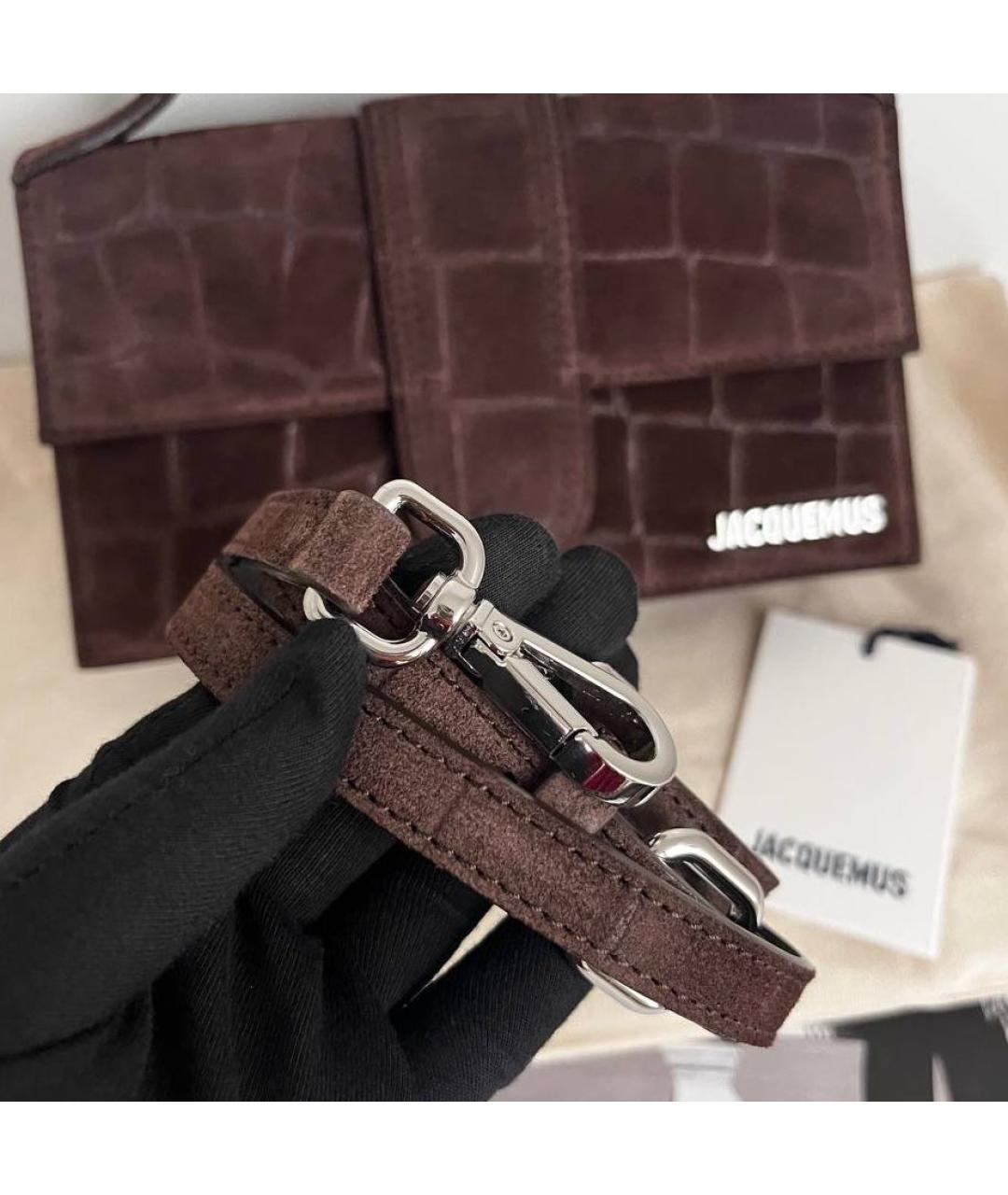 JACQUEMUS Коричневая замшевая сумка через плечо, фото 8