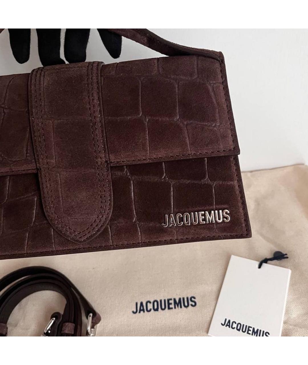 JACQUEMUS Коричневая замшевая сумка через плечо, фото 6
