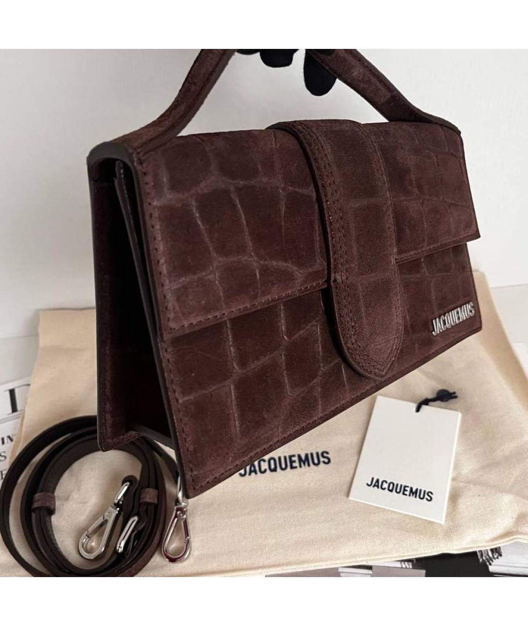 JACQUEMUS Коричневая замшевая сумка через плечо, фото 5