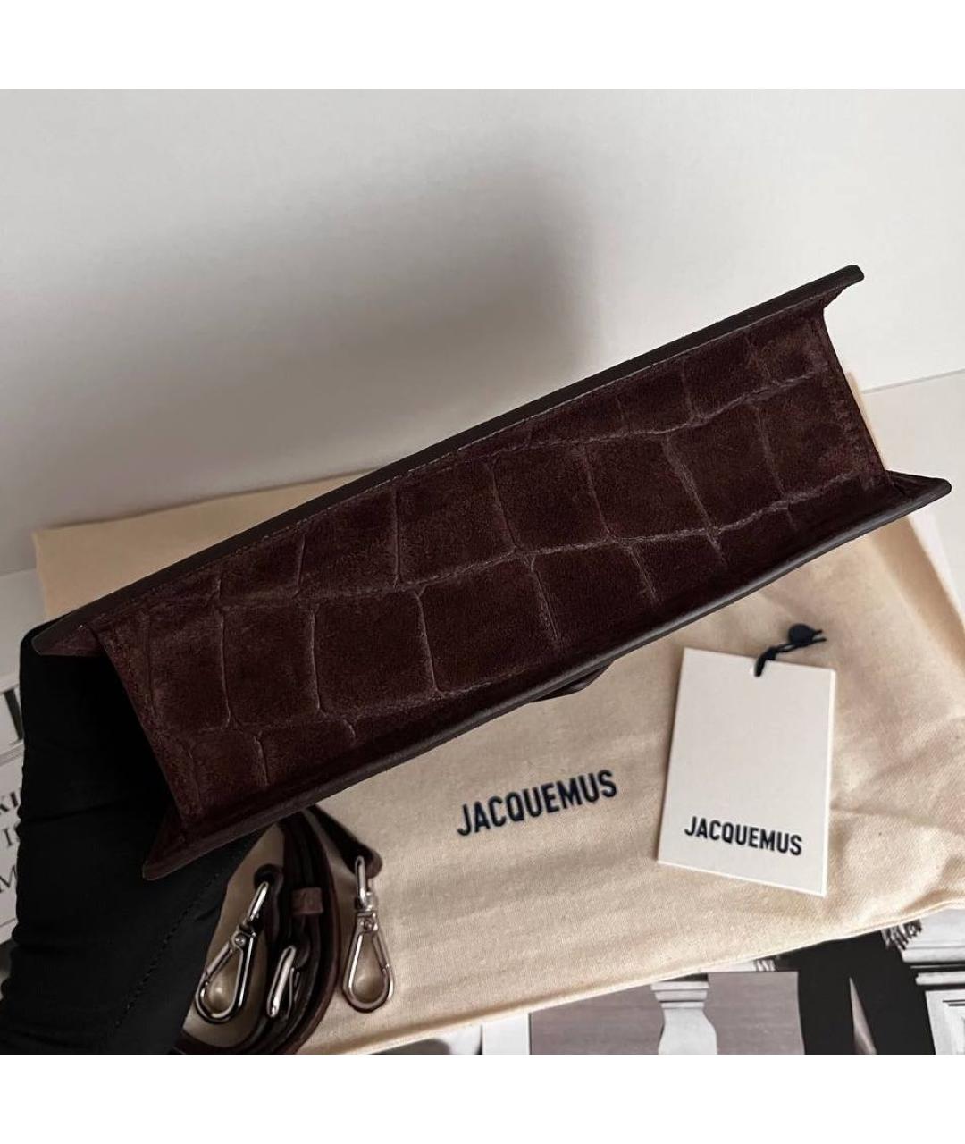 JACQUEMUS Коричневая замшевая сумка через плечо, фото 7