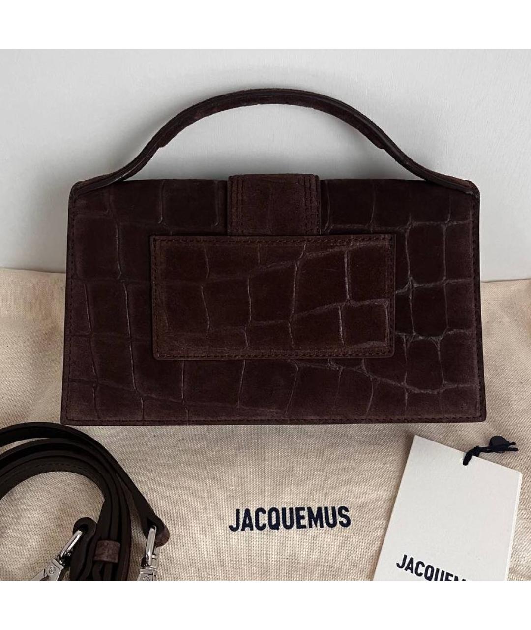 JACQUEMUS Коричневая замшевая сумка через плечо, фото 3