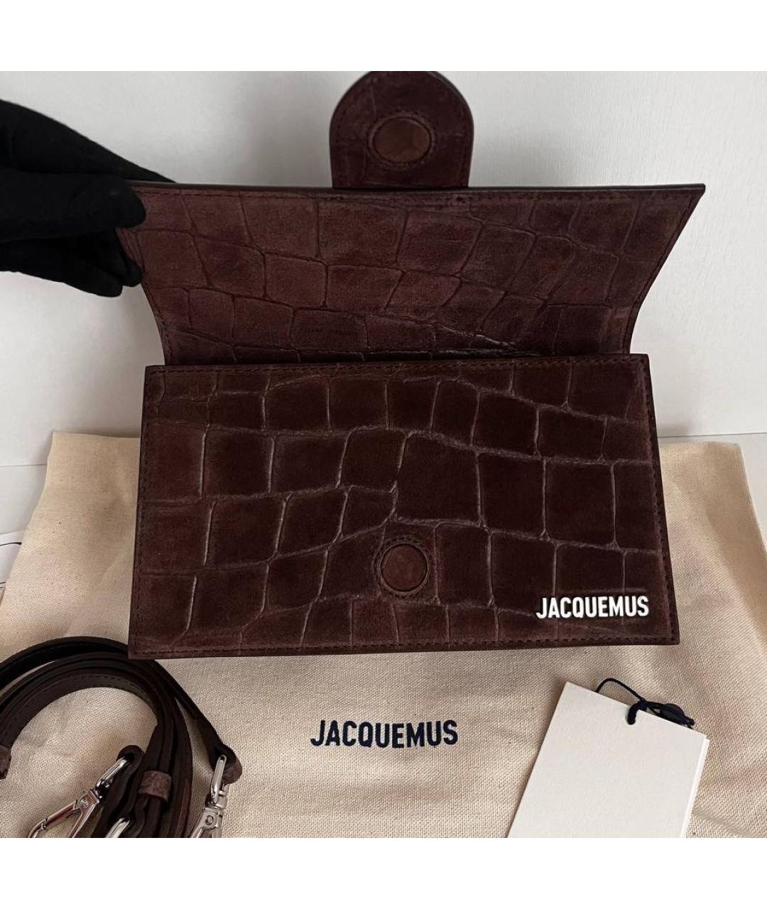 JACQUEMUS Коричневая замшевая сумка через плечо, фото 4