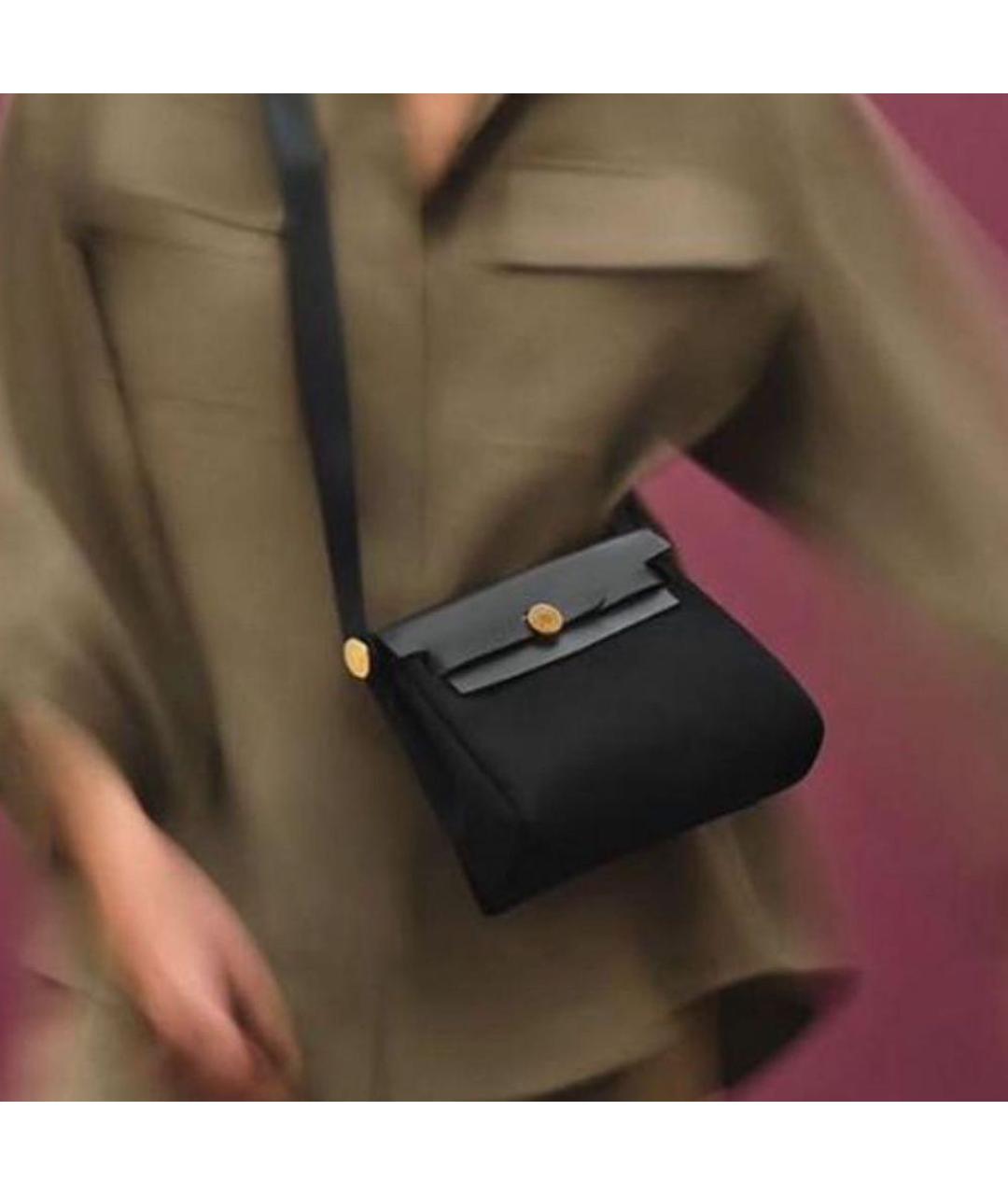 HERMES Черная кожаная сумка через плечо, фото 4