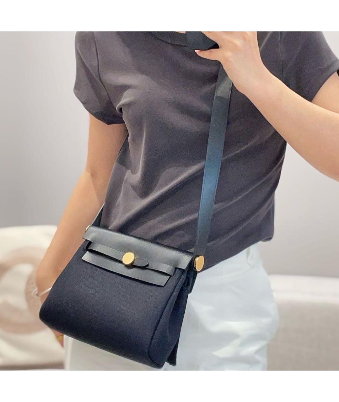 HERMES Черная кожаная сумка через плечо, фото 3