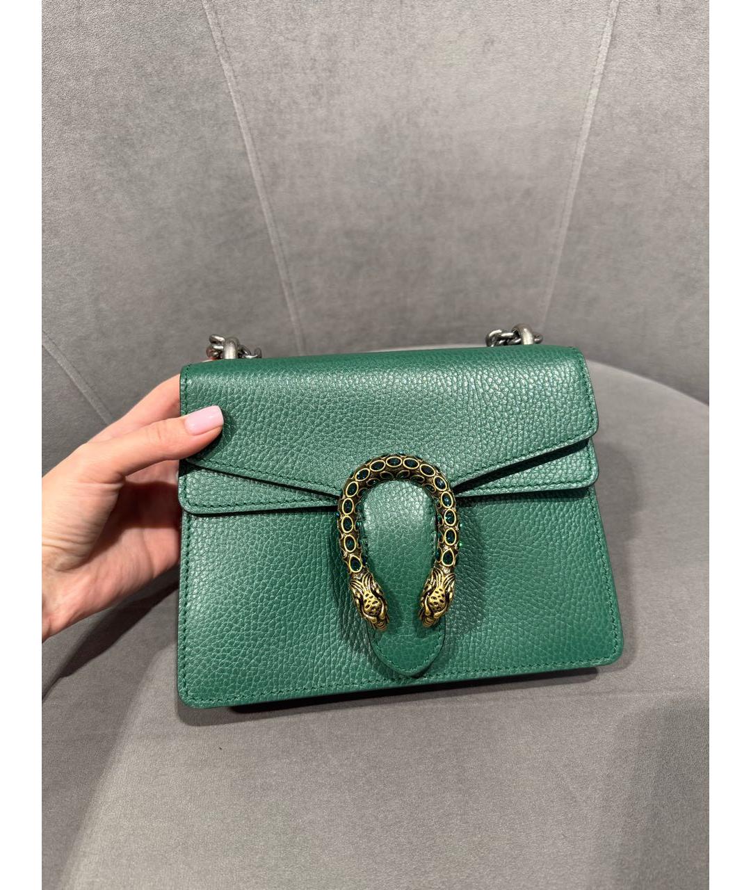 GUCCI Зеленая кожаная сумка через плечо, фото 4