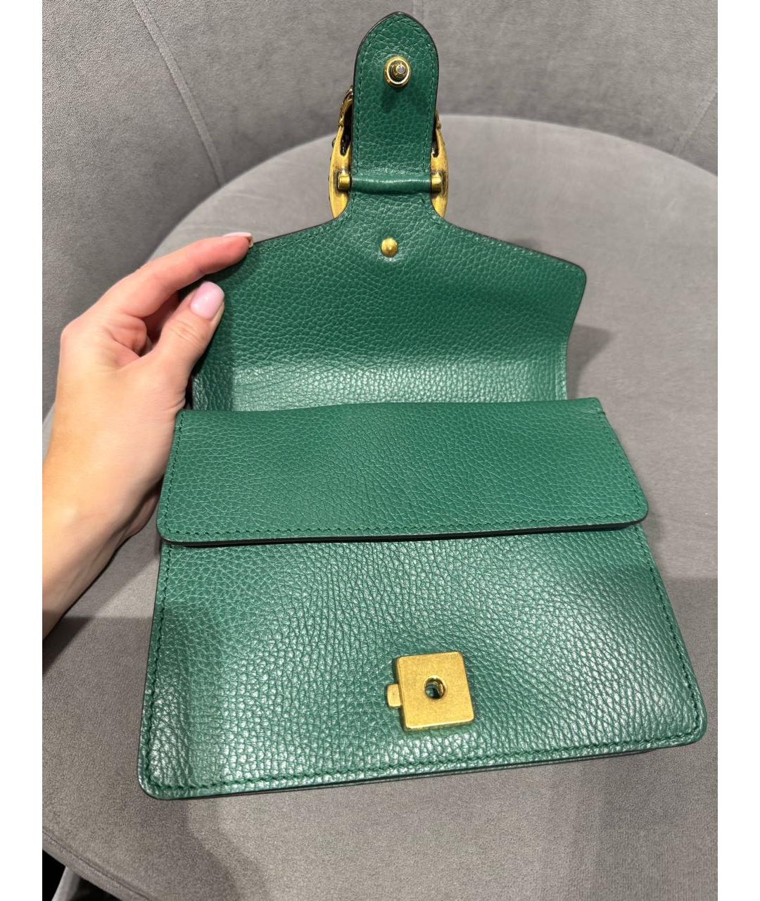 GUCCI Зеленая кожаная сумка через плечо, фото 6