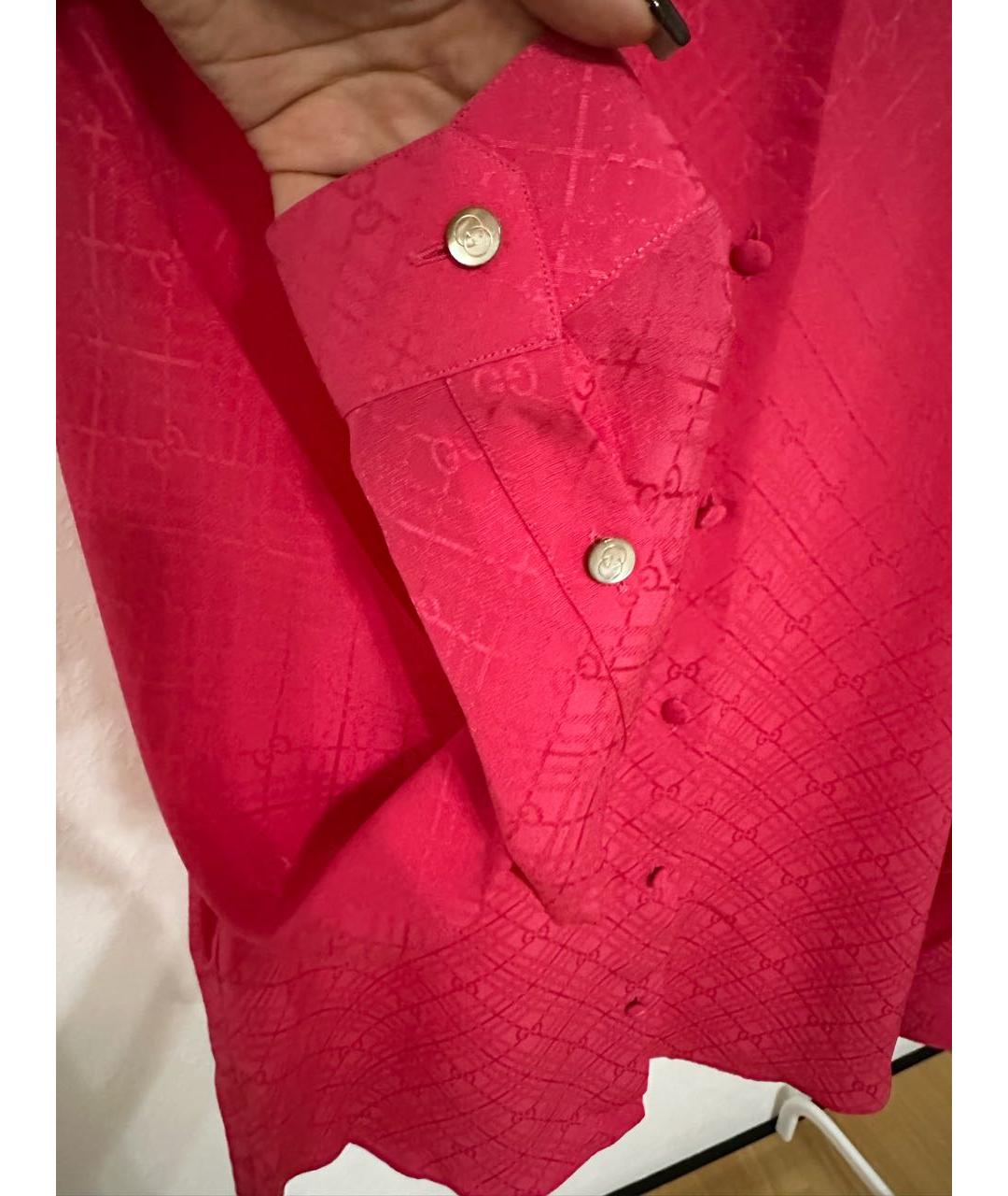 GUCCI Фуксия шелковая рубашка, фото 4