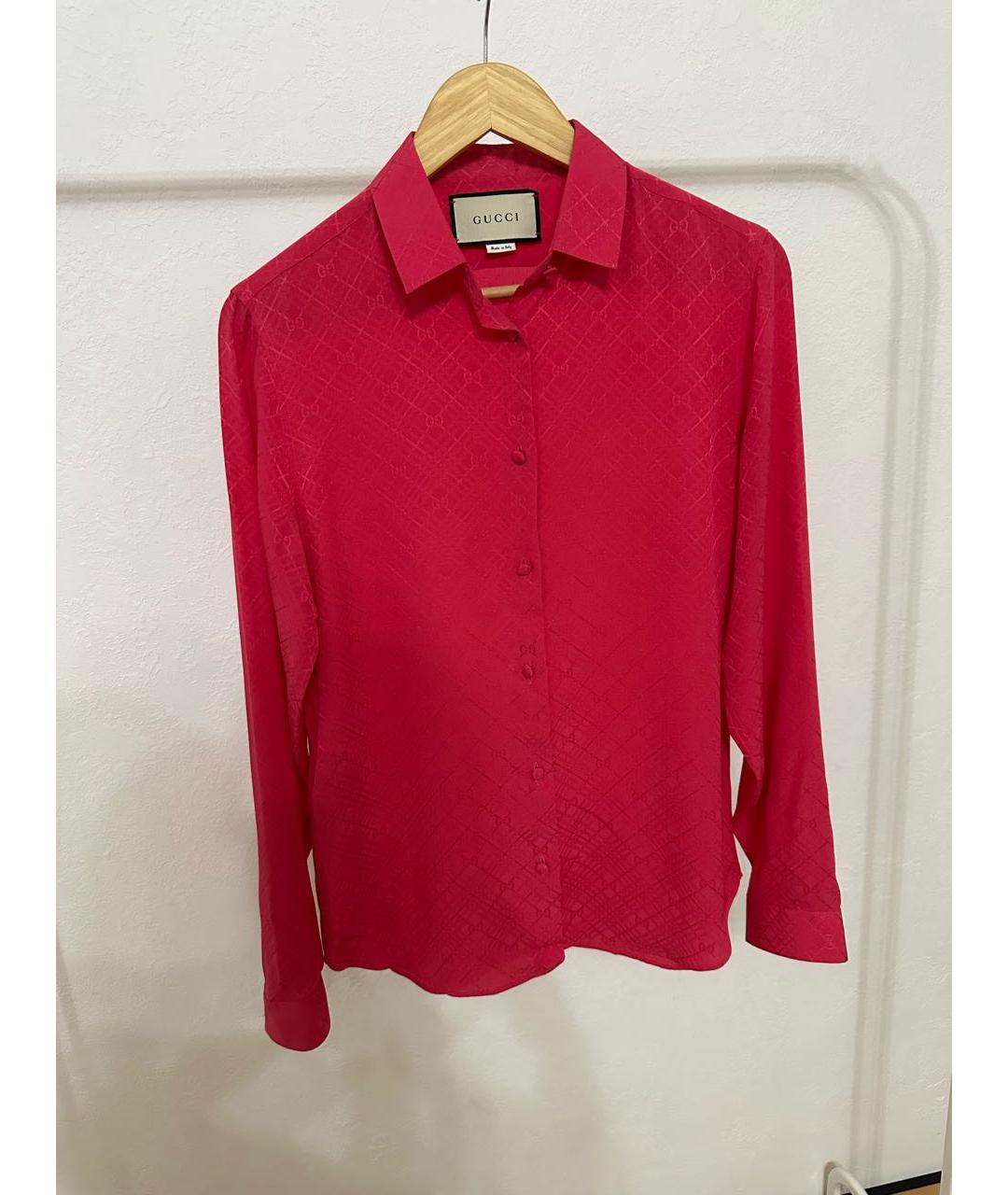 GUCCI Фуксия шелковая рубашка, фото 5