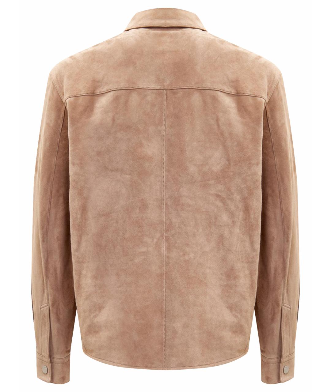 HERMES Бежевая кожаная куртка, фото 6