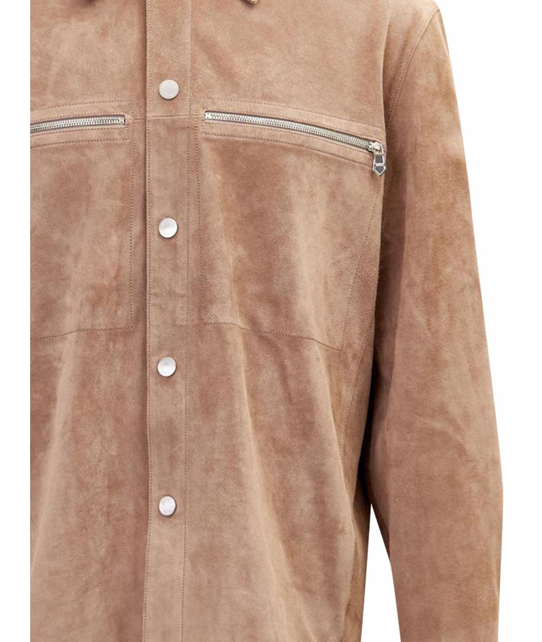 HERMES Бежевая кожаная куртка, фото 5