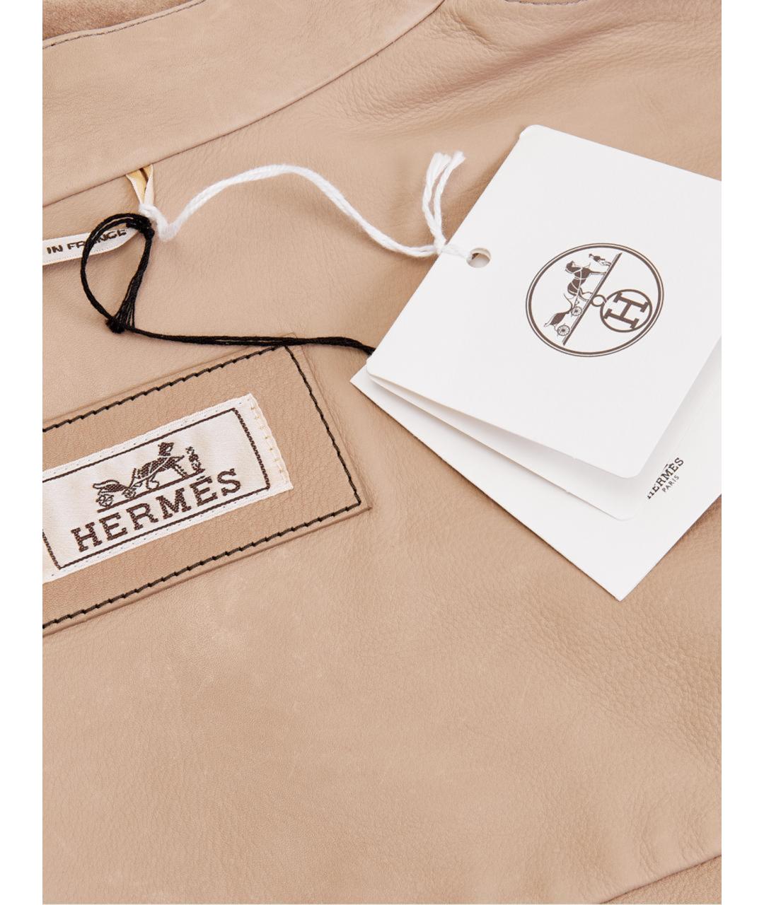 HERMES Бежевая кожаная куртка, фото 3