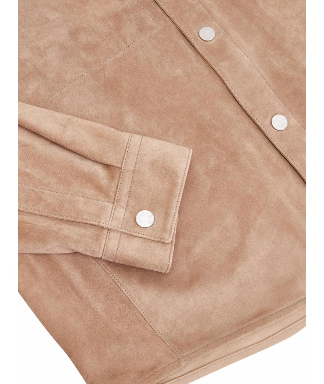 HERMES Бежевая кожаная куртка, фото 4