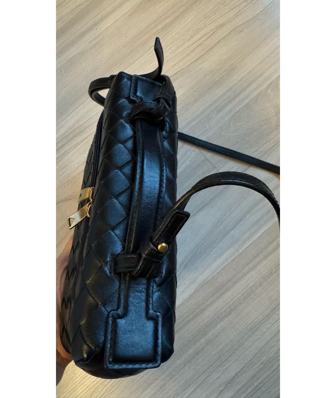 BOTTEGA VENETA Черная кожаная сумка через плечо, фото 4