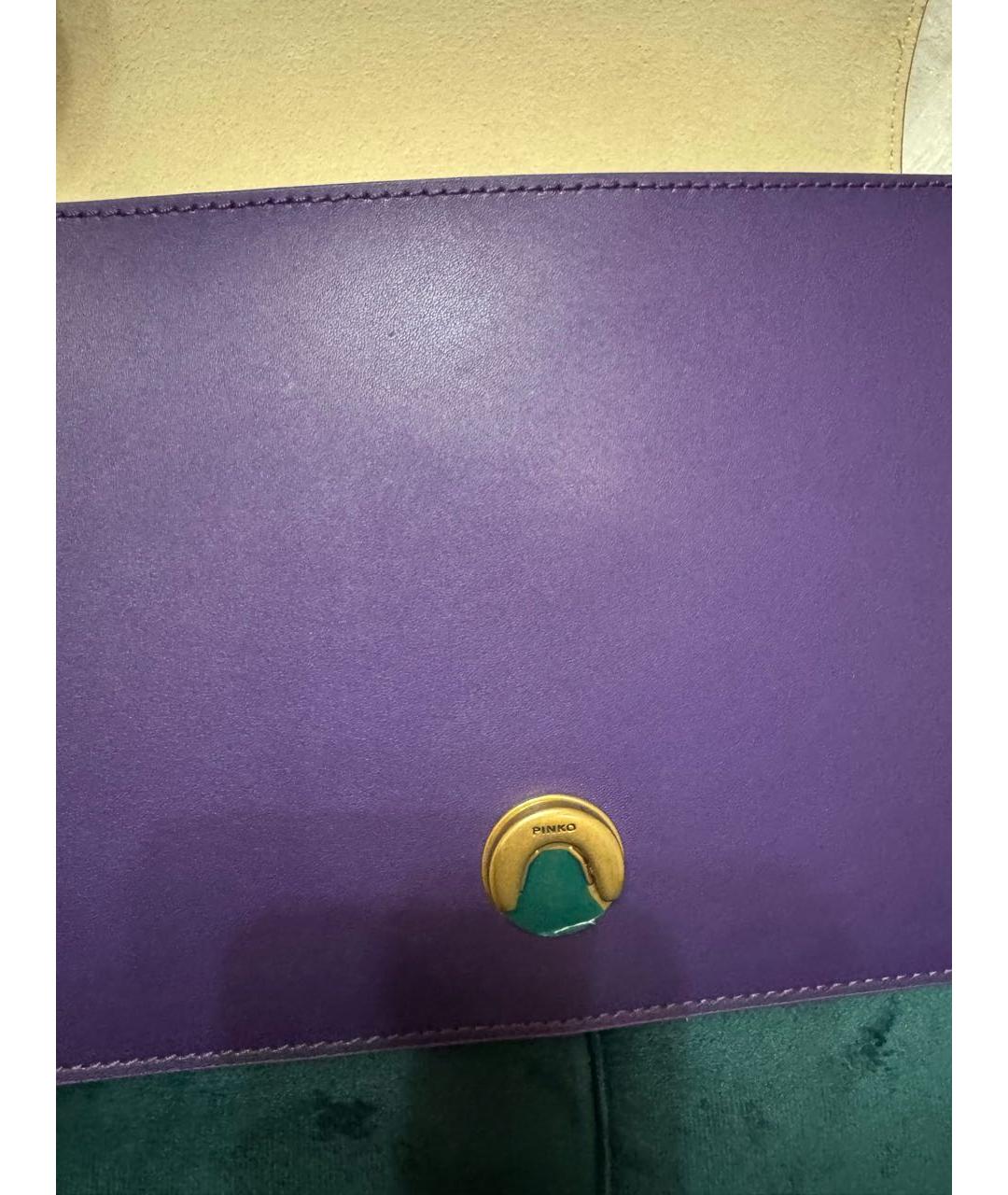 PINKO Фиолетовая кожаная сумка с короткими ручками, фото 7