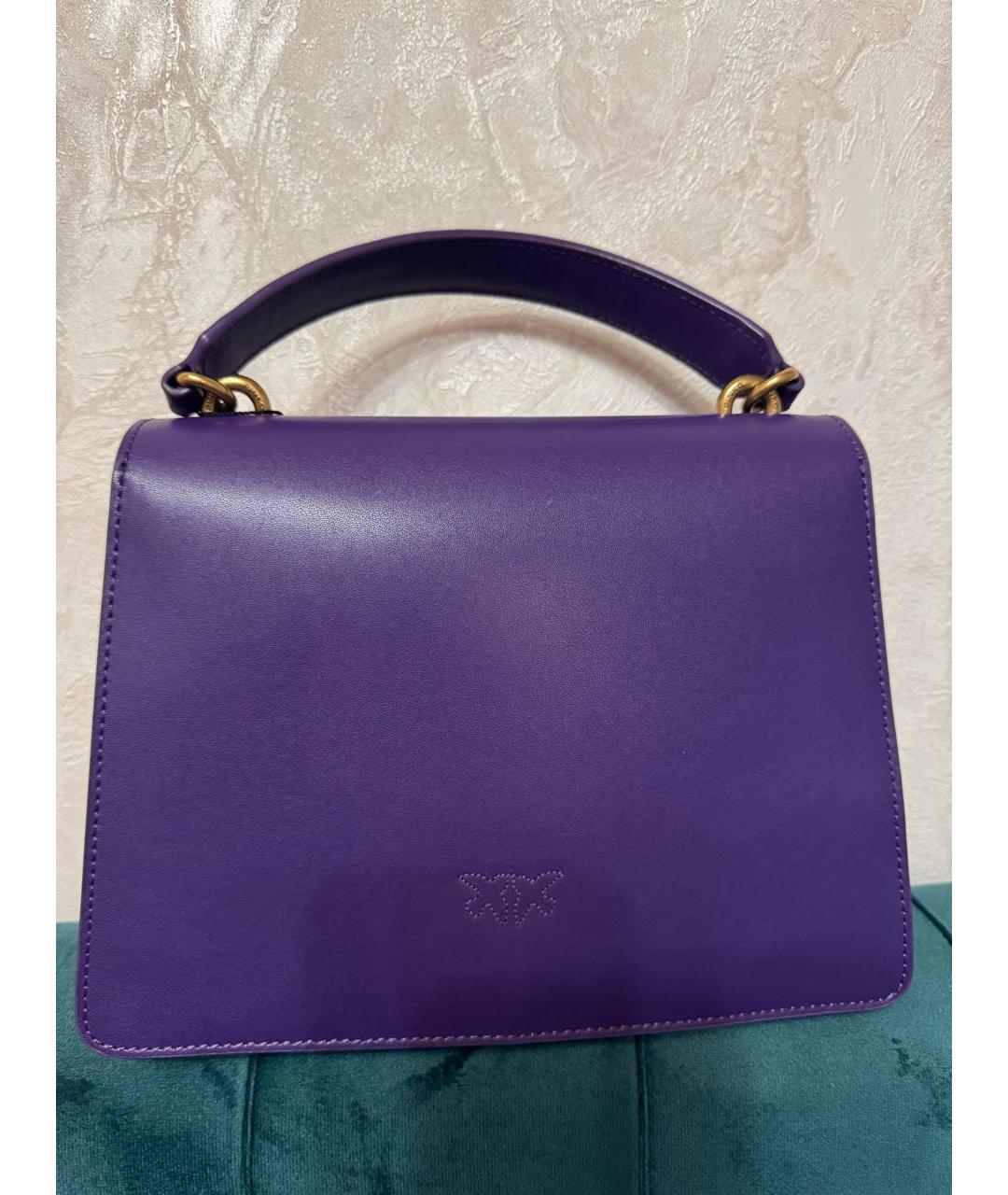 PINKO Фиолетовая кожаная сумка с короткими ручками, фото 3