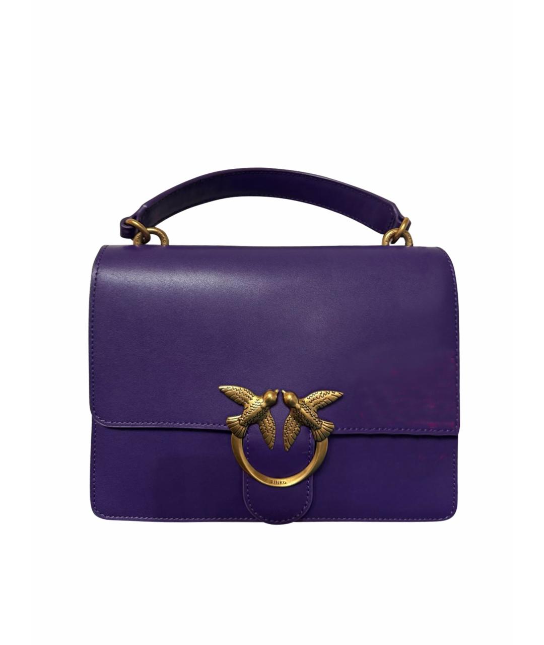 PINKO Фиолетовая кожаная сумка с короткими ручками, фото 1