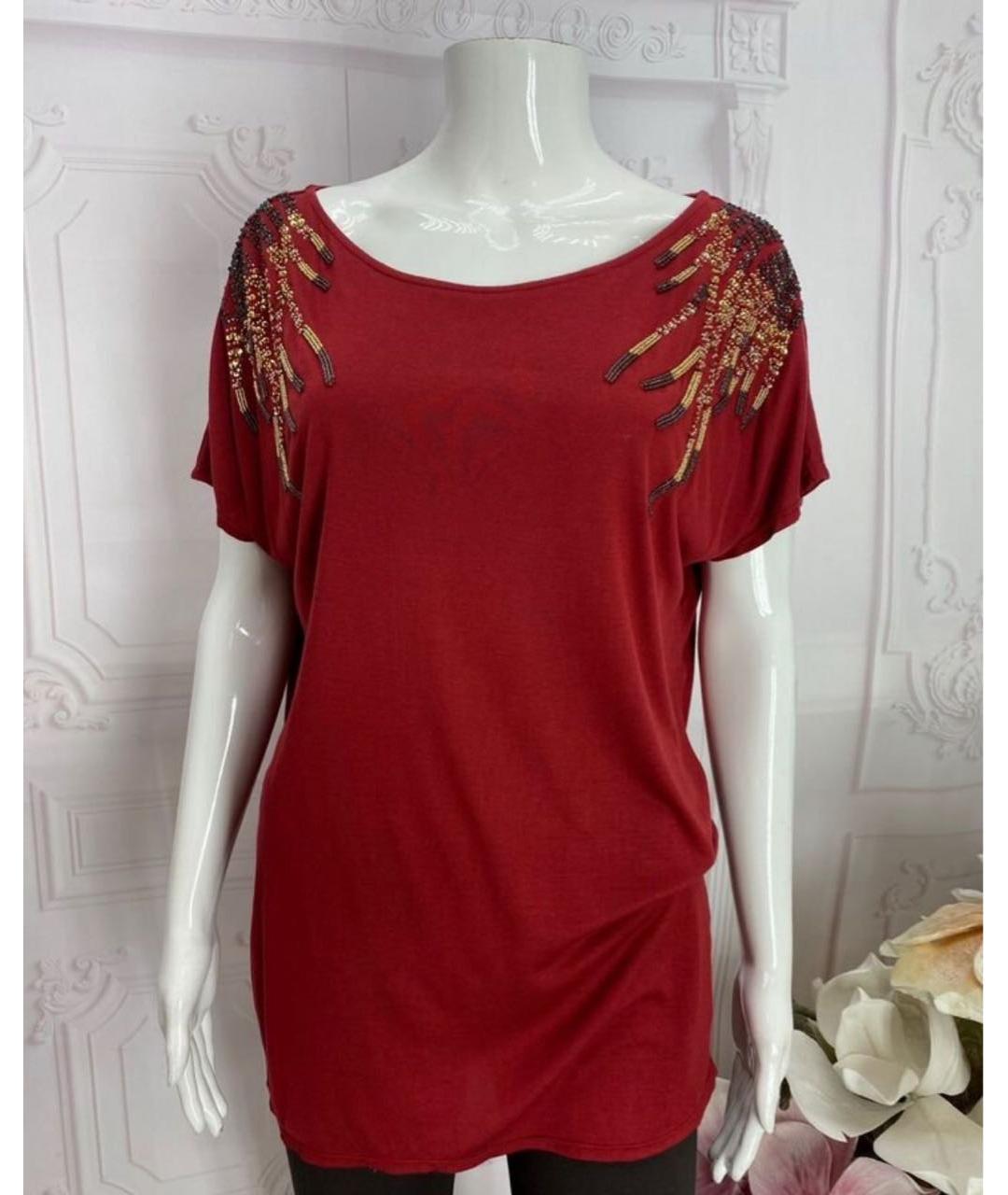 JO NO FUI Бордовая вискозная блузы, фото 5