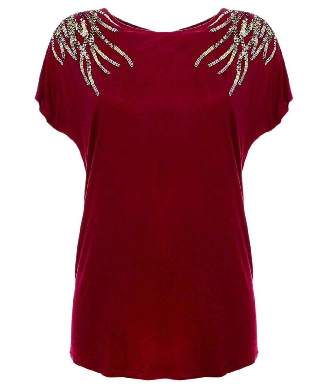 JO NO FUI Бордовая вискозная блузы, фото 1