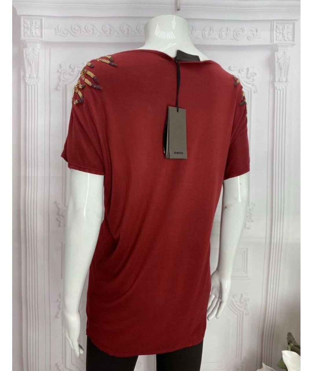 JO NO FUI Бордовая вискозная блузы, фото 2