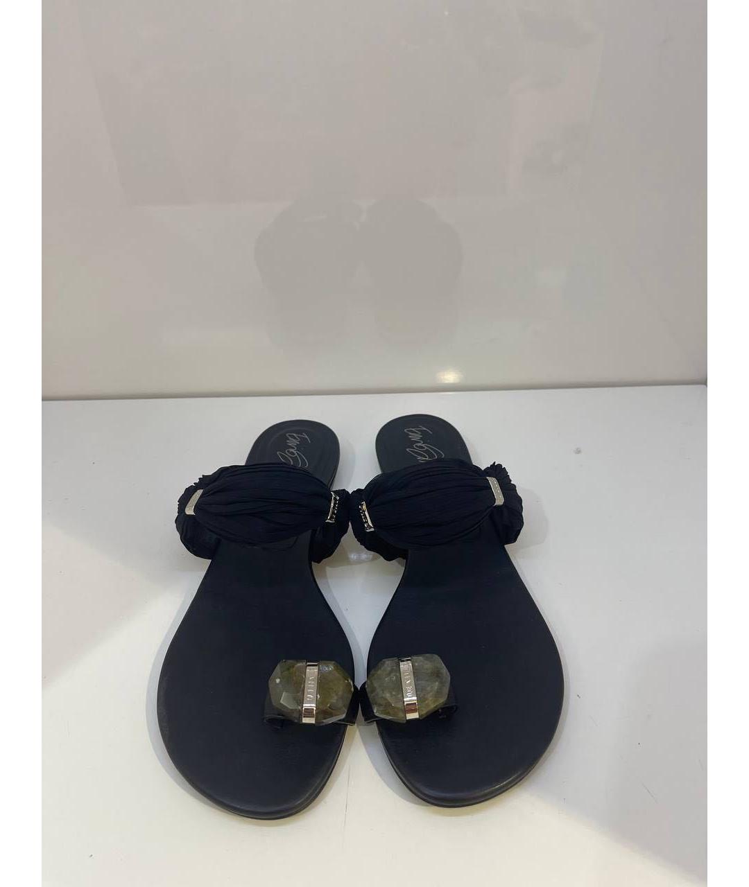 LE SILLA Черные кожаные шлепанцы, фото 2