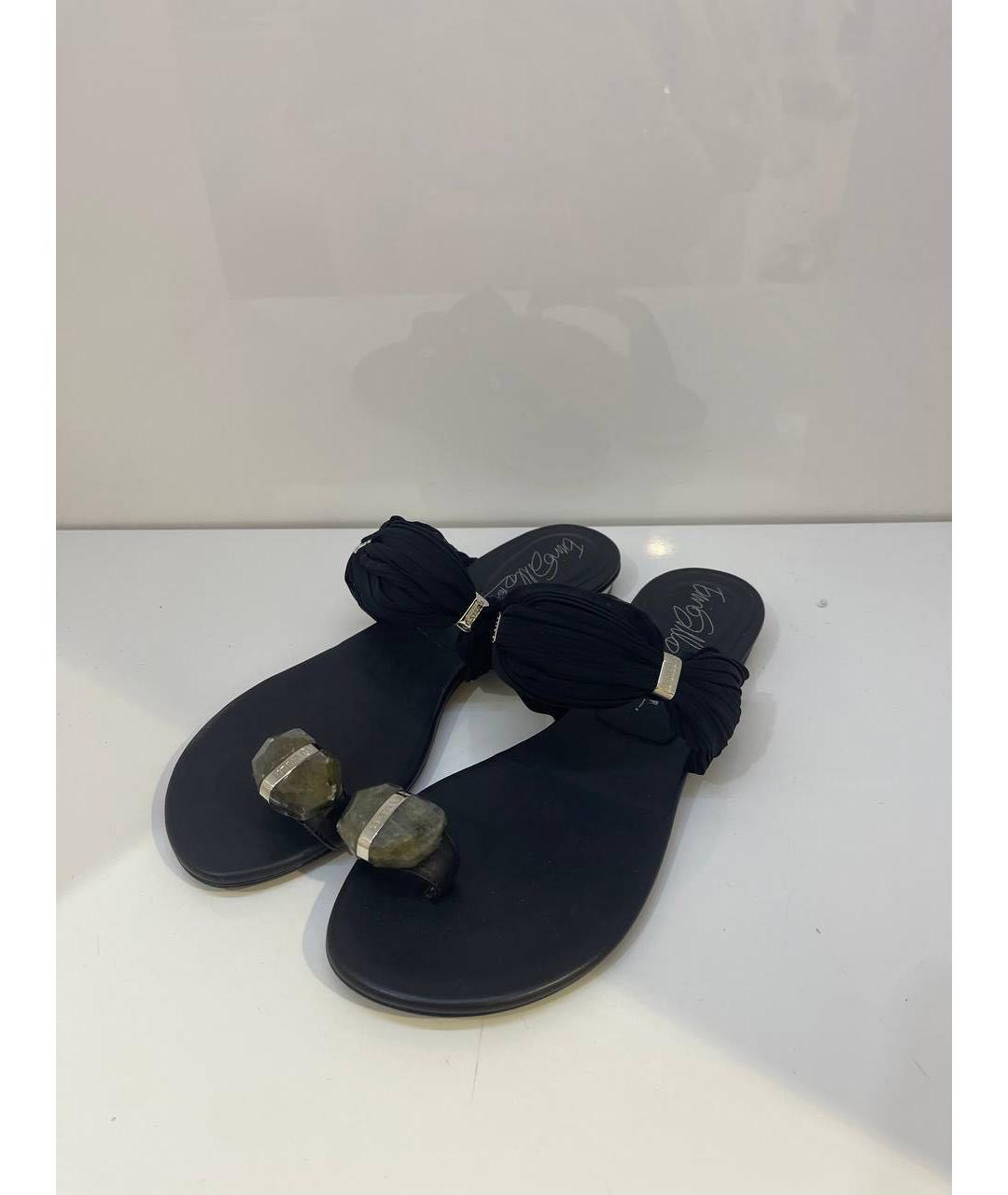 LE SILLA Черные кожаные шлепанцы, фото 3