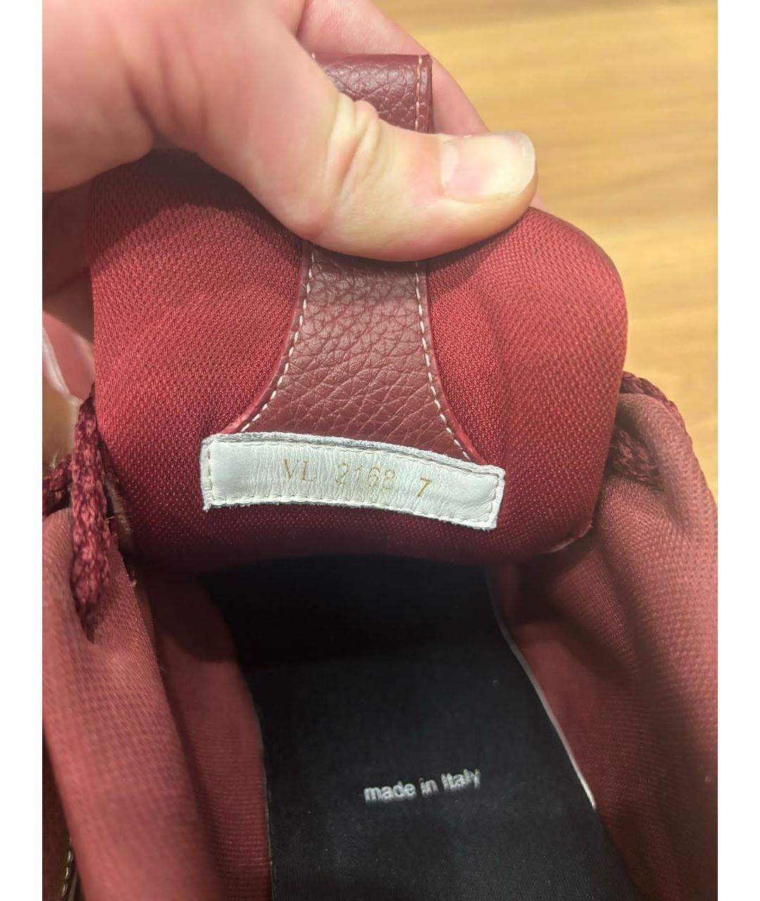 LOUIS VUITTON Бордовые кожаные высокие кроссовки / кеды, фото 5