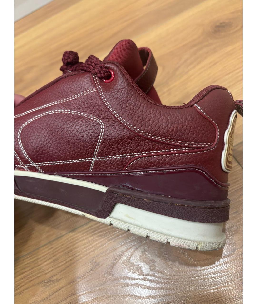 LOUIS VUITTON Бордовые кожаные высокие кроссовки / кеды, фото 6