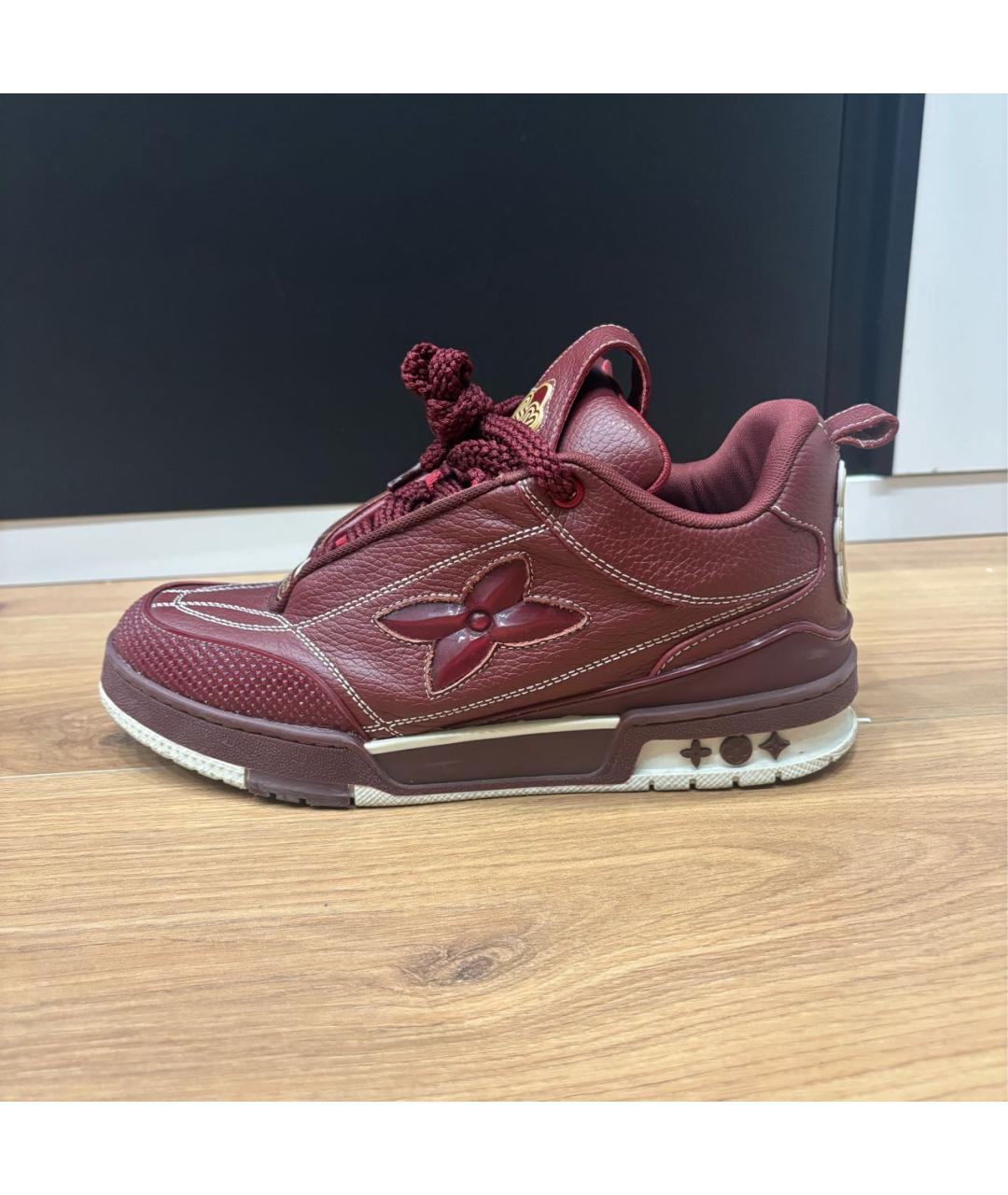 LOUIS VUITTON Бордовые кожаные высокие кроссовки / кеды, фото 7