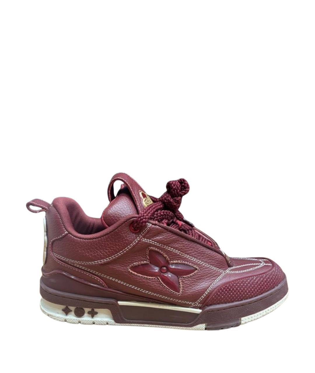 LOUIS VUITTON Бордовые кожаные высокие кроссовки / кеды, фото 1