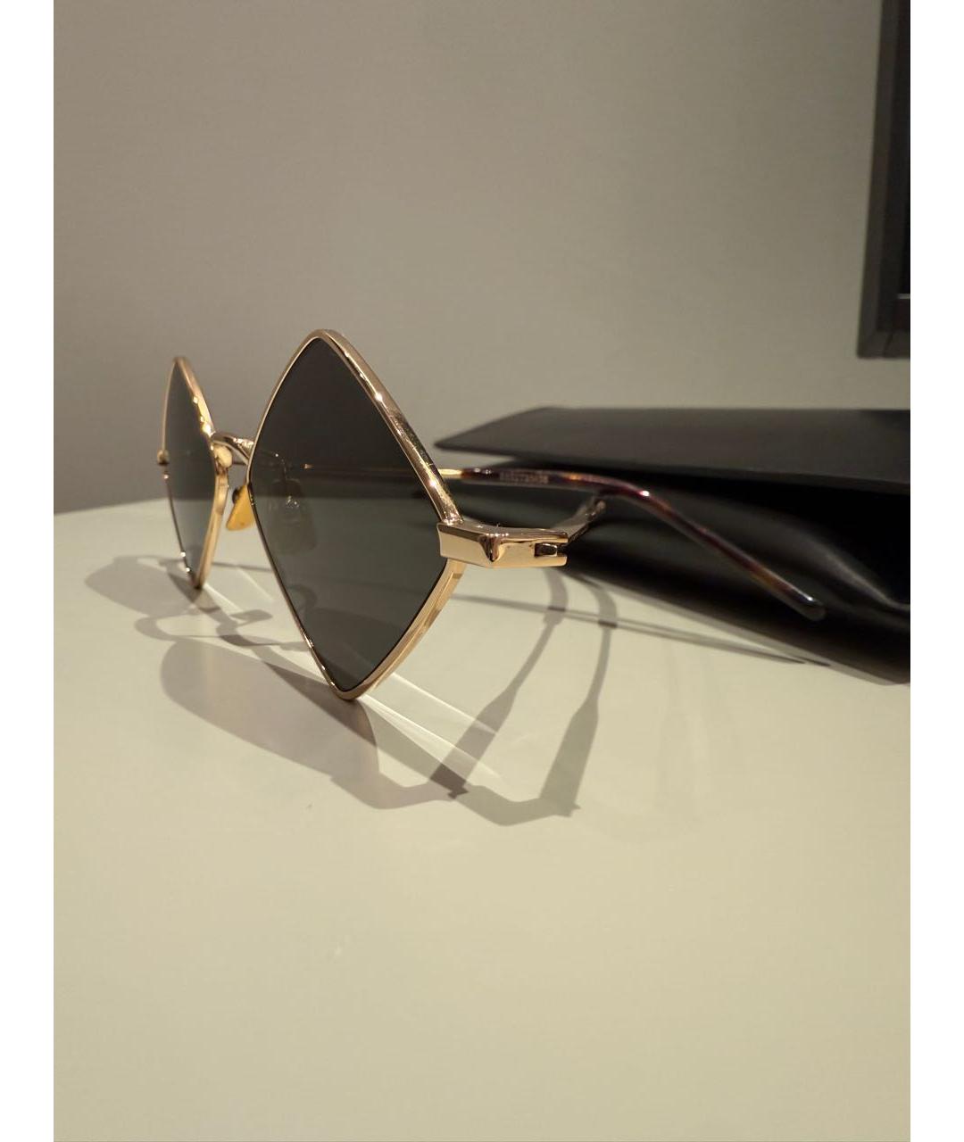 SAINT LAURENT Золотые металлические солнцезащитные очки, фото 2