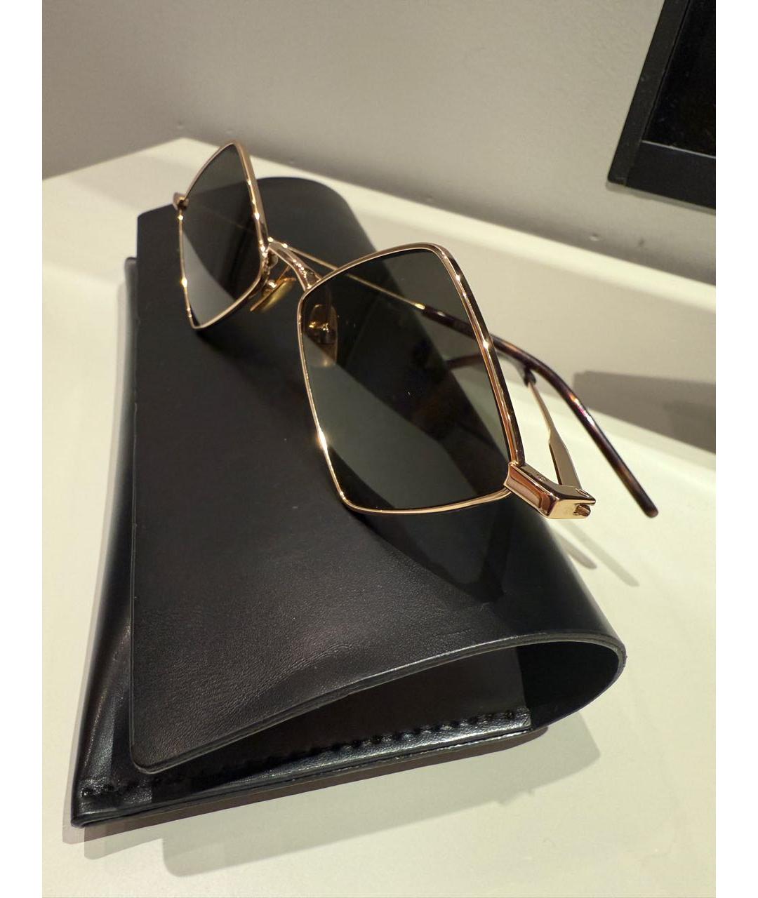 SAINT LAURENT Золотые металлические солнцезащитные очки, фото 3