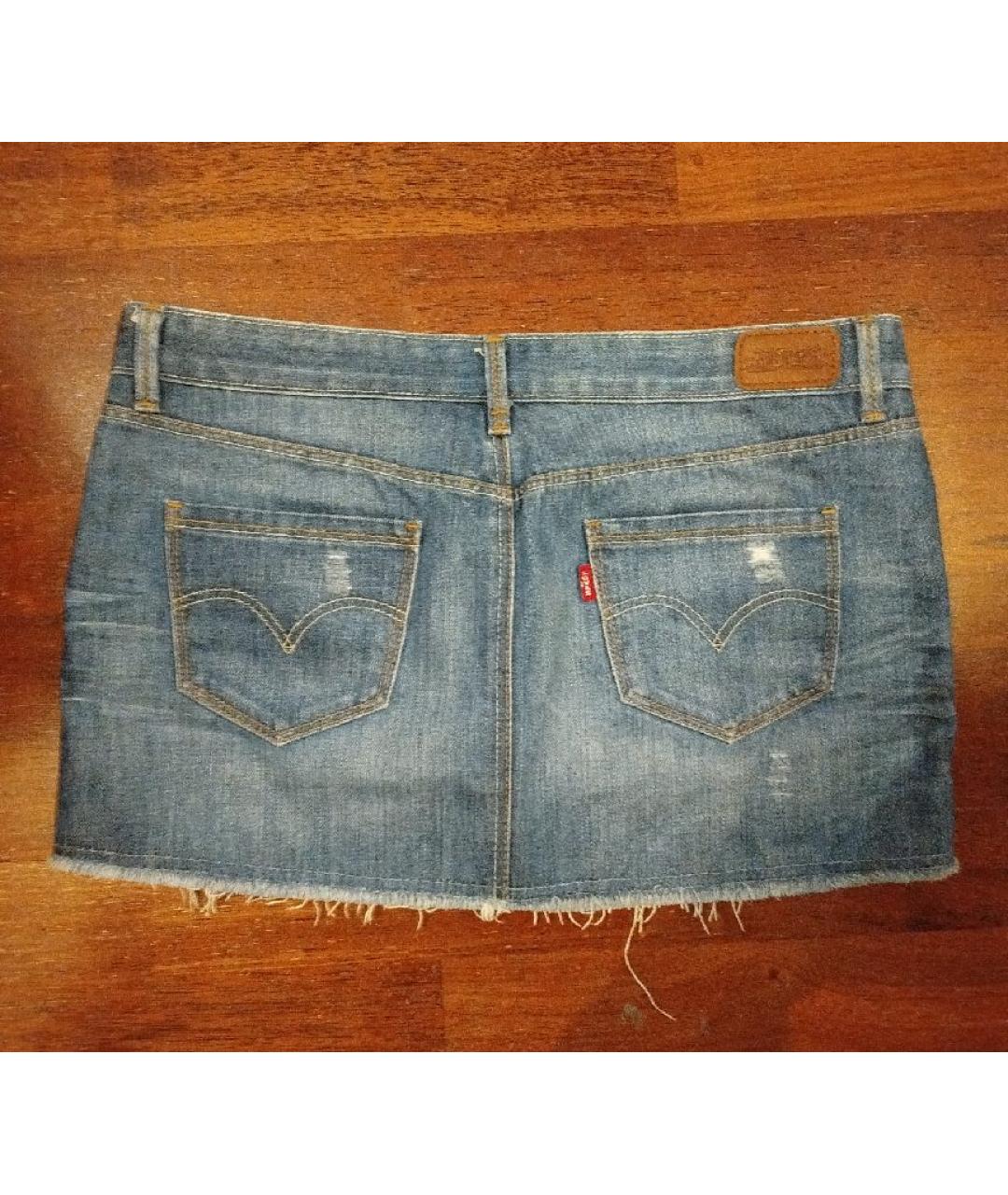 LEVI'S Синяя хлопковая юбка мини, фото 2