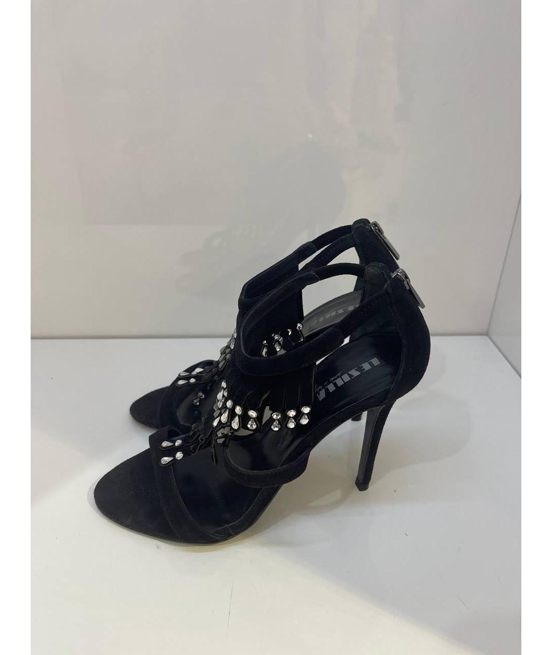 LE SILLA Черные кожаные босоножки, фото 4