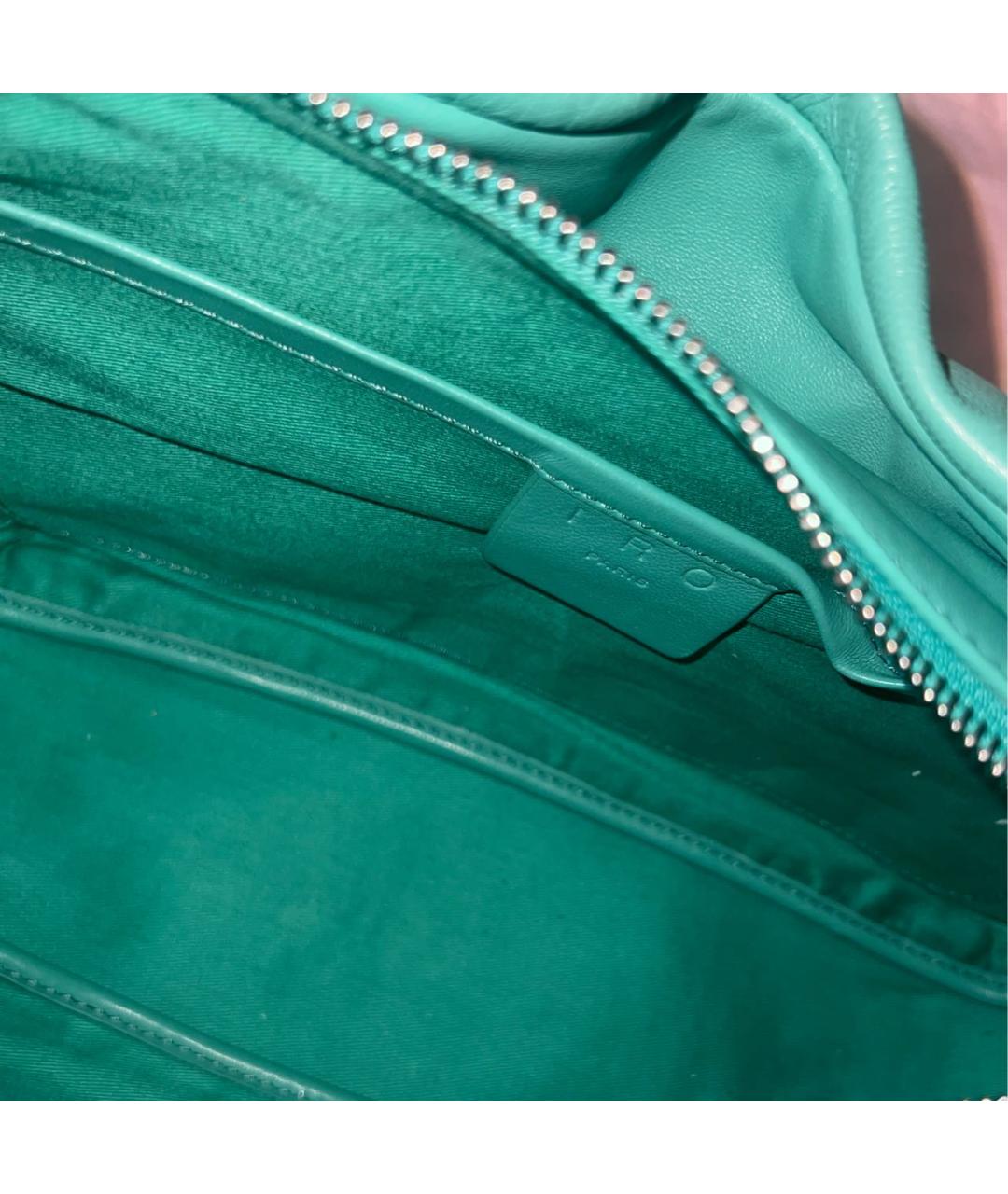 IRO Зеленая кожаная сумка с короткими ручками, фото 4