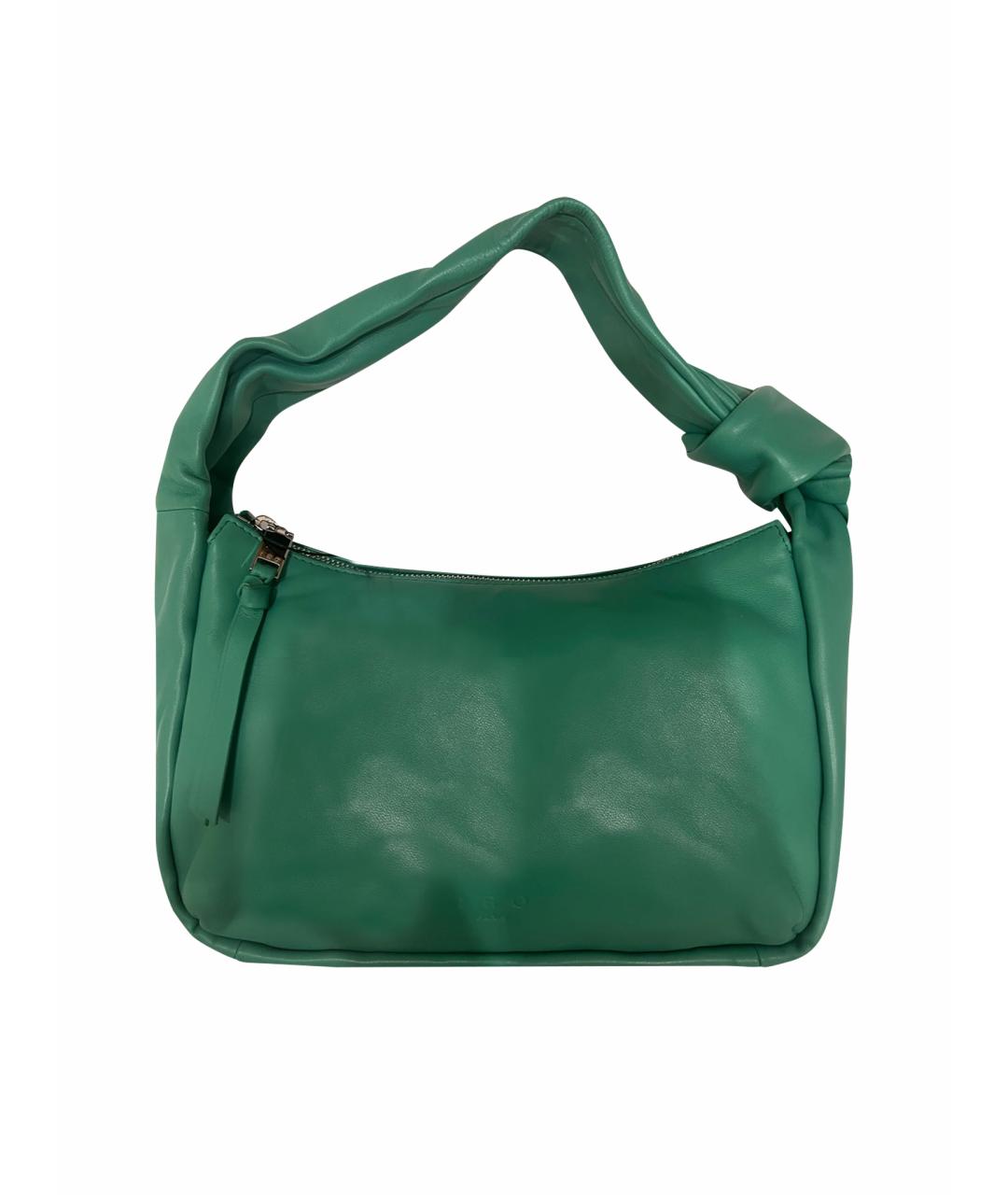 IRO Зеленая кожаная сумка с короткими ручками, фото 1