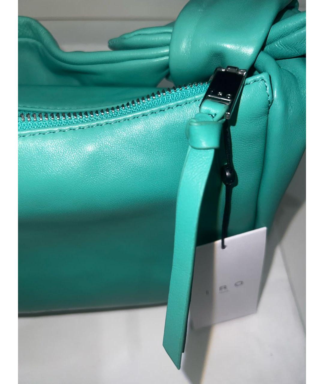 IRO Зеленая кожаная сумка с короткими ручками, фото 2