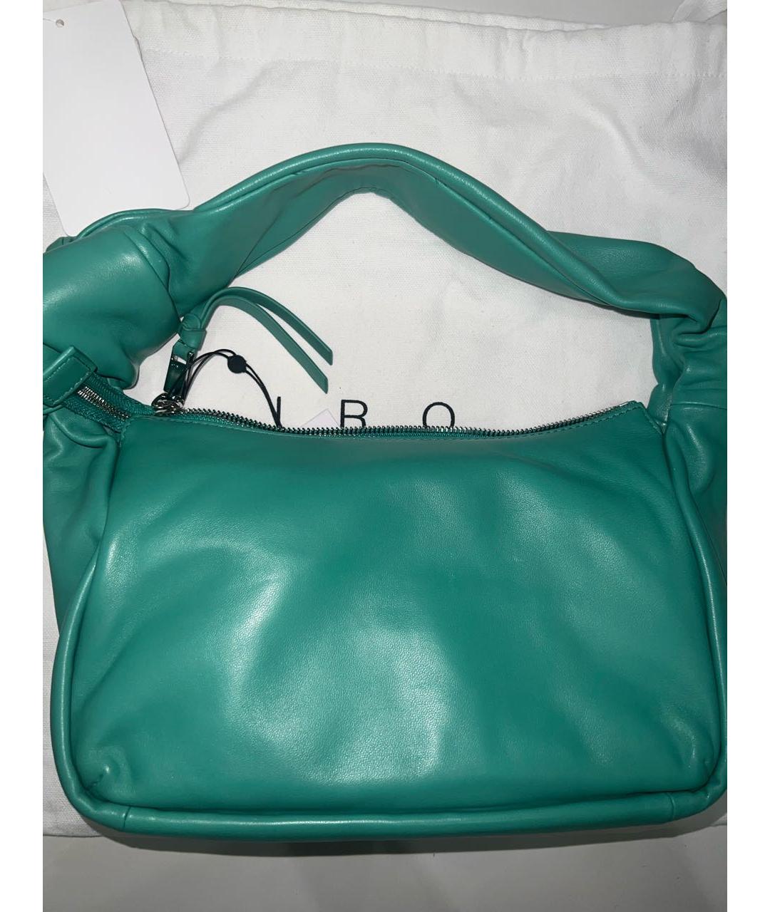 IRO Зеленая кожаная сумка с короткими ручками, фото 3