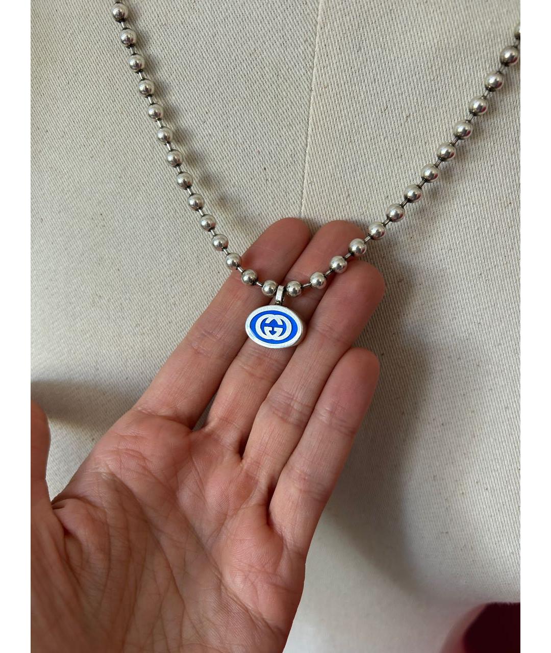 GUCCI Серебряное серебряное колье, фото 3