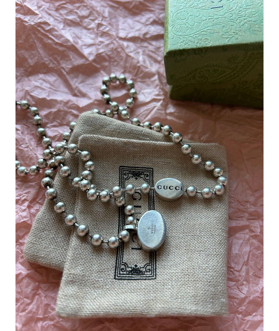 GUCCI Серебряное серебряное колье, фото 8