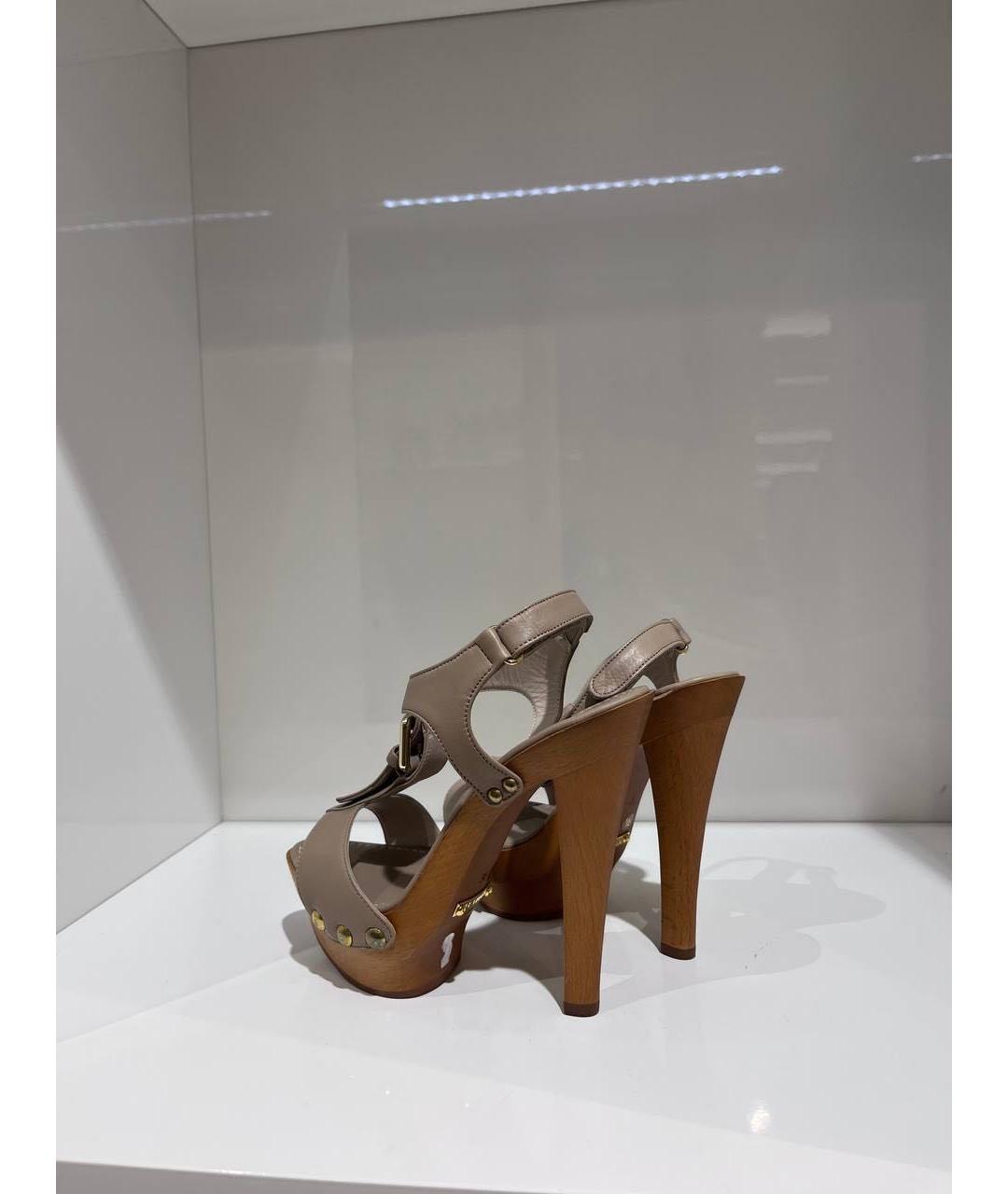 LE SILLA Бежевые кожаные босоножки, фото 3