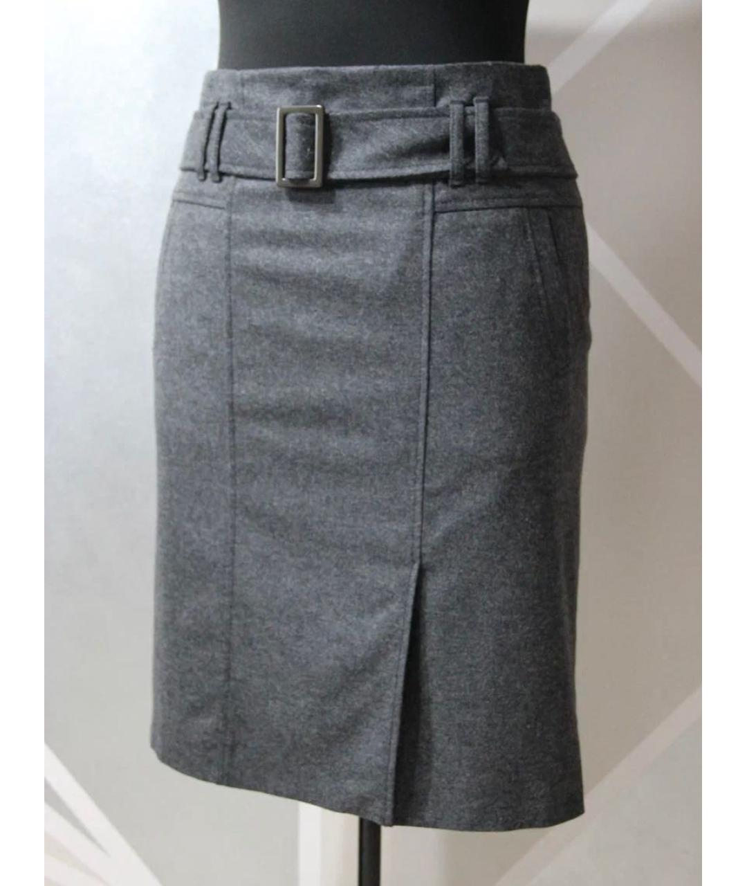 BOGNER Серая шерстяная юбка миди, фото 9