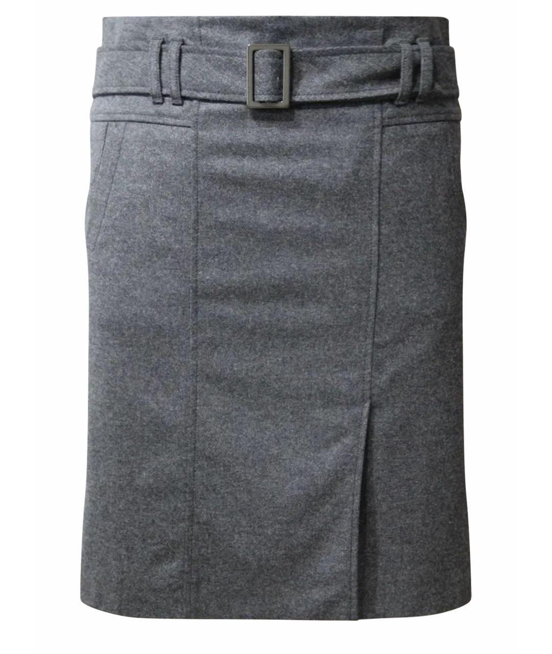 BOGNER Серая шерстяная юбка миди, фото 1