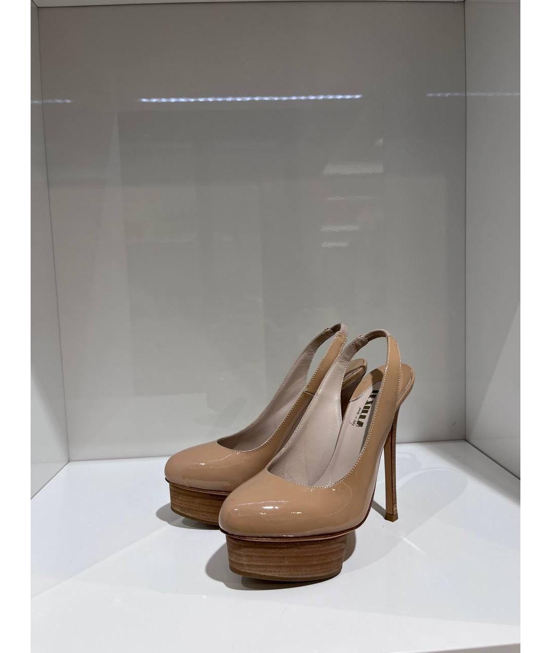 LE SILLA Бежевые туфли из лакированной кожи, фото 2