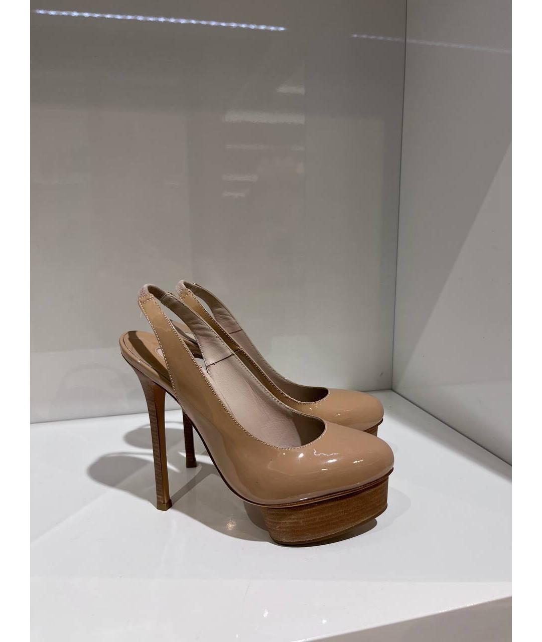 LE SILLA Бежевые туфли из лакированной кожи, фото 4