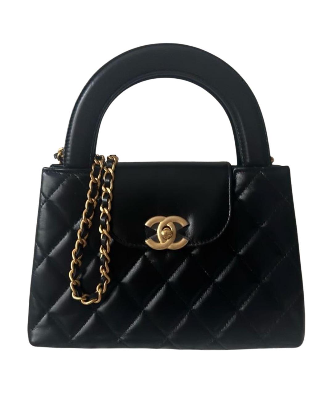 CHANEL Черная кожаная сумка с короткими ручками, фото 1